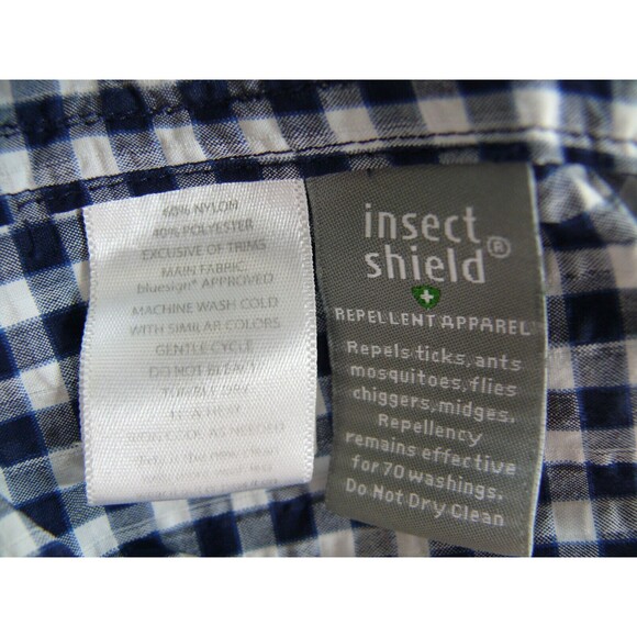 Toad & Co Seersucker Blue Check Insect Shield Long Sleeve Outdoors men LARGE - Picture 8 of 9